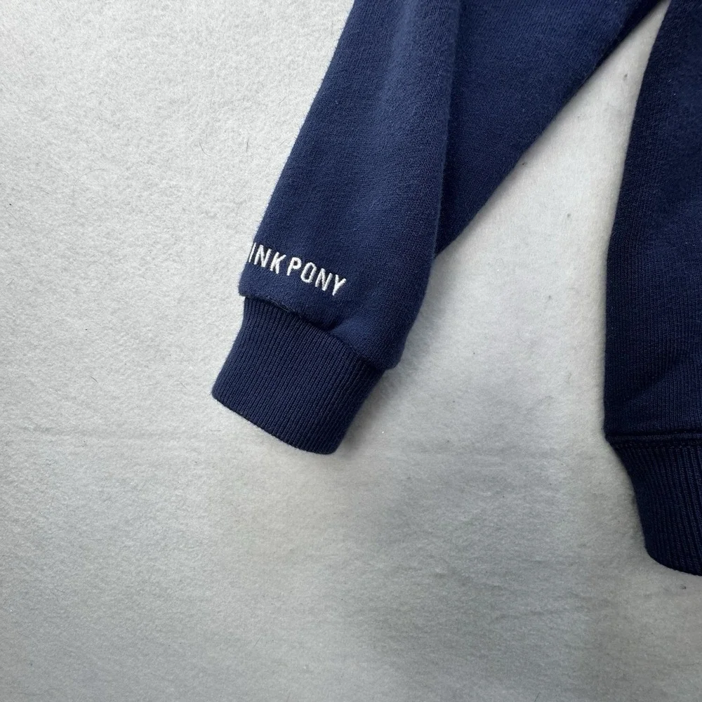 Pink Pony By Ralph Lauren Girls Navy Pink Embroidered Big Logo Hoodie‎ Size 6